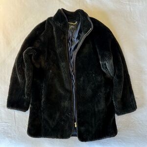 J Crew - women’s M - black -faux fur coat